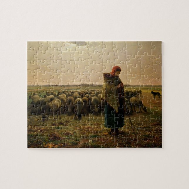 Shepherdes med hennes Flock, 1863 Pussel (Horisontell)