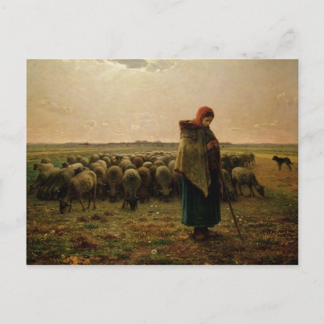 Shepherdes med hennes Flock, 1863 Vykort (Framsida)