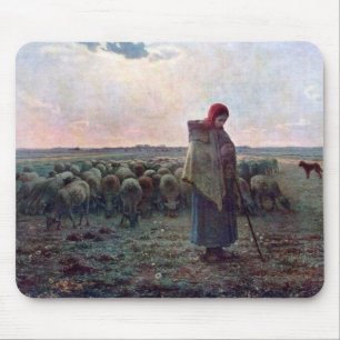 Shepherdes med hennes Flock, Jean-Francois Millet Musmatta