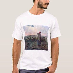 Shepherdes med hennes Flock, Jean-Francois Millet T Shirt