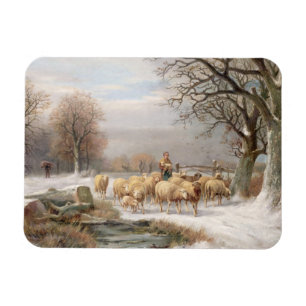 Shepherdes med hennes lås i ett vinterliggande ( magnet