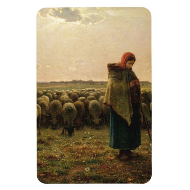 Shepherdes with her Flock Jean-Francois Millet Magnet (Vertikal)