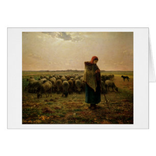 Shepherdess med henne flock, 1863 hälsningskort