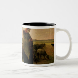 Shepherdess med henne flock, 1863 Två-Tonad mugg