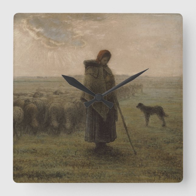 Shepherdess och henne flock | 1862-63 fyrkantig klocka (Framsida)