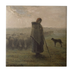 Shepherdess och henne flock   1862-63 kakelplatta