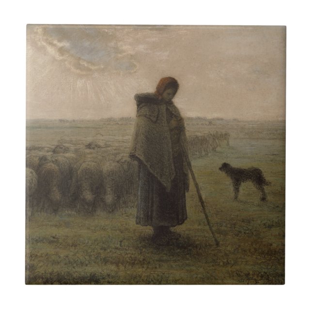 Shepherdess och henne flock | 1862-63 kakelplatta (Framsidan)