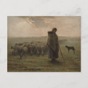 Shepherdess och henne flock   1862-63 vykort