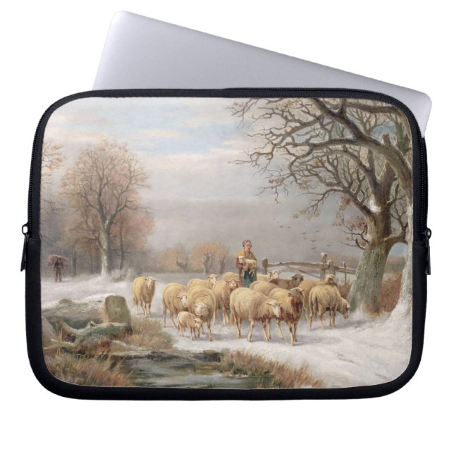 Shepherdessen med henne flocken i en vinter laptop sleeve (Framsidan)
