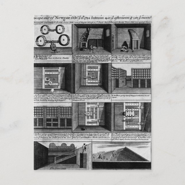 Shepherd's escape från Newgate-fängelset Vykort (Framsida)