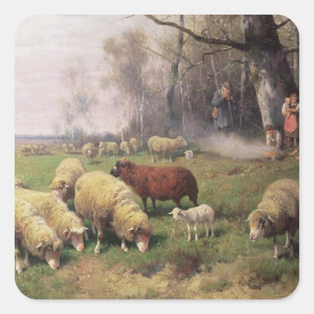 Shepherd's Family Fyrkantigt Klistermärke (Framsida)