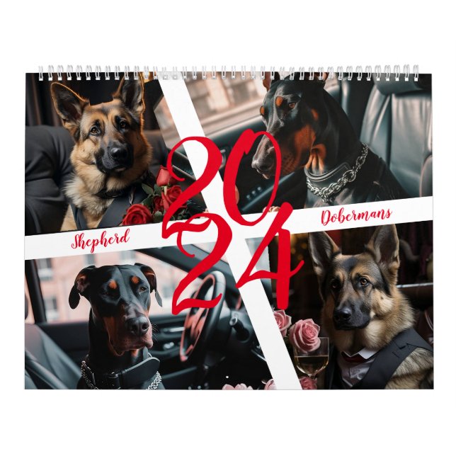 Shepherds och Dobermans. 2024 Kalender (Omslag)