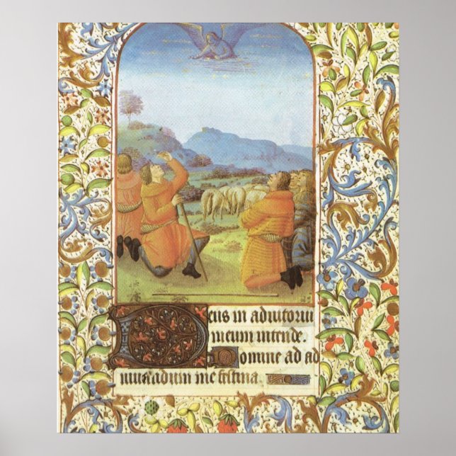 Shepherdsen i fält nära Betlehem, medeltida Poster (Framsidan)