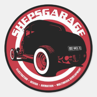 Shepsgarage Sticker Runt Klistermärke