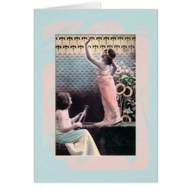 Sherbet färg-klänningar Victorian dam, fryst Hälsningskort (Framsidan)
