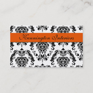 Sherbet Orange Black Damask Snöre Affärskort Visitkort