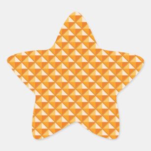 Sherbet orange, emamel-utseende, studerade rutnät stjärnformat klistermärke