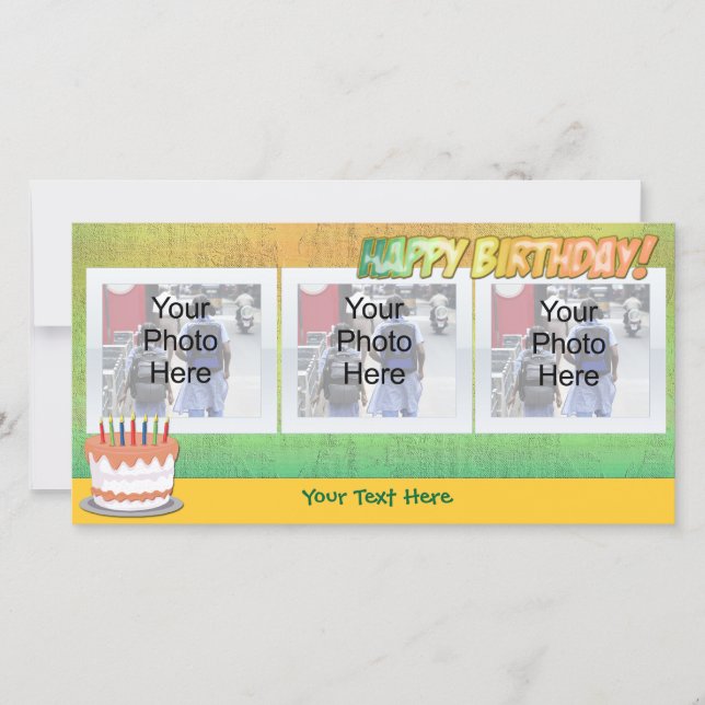 Sherbet Rainbow Lycklig Birthdy Photo Cards (Framsida)