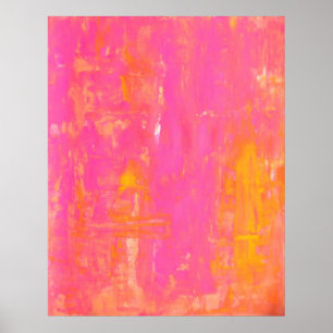 "Sherbet" Rosa och Gult Abstrakt Art Poster