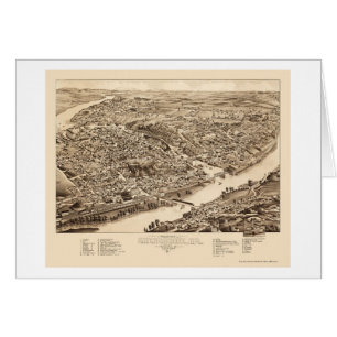 Sherbrooke Québec, Kanada panorama- karta - 1881 Hälsningskort