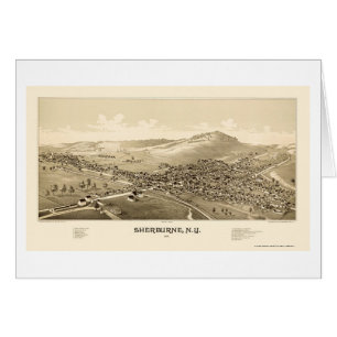 Sherburne panorama- karta för NY - 1887 Hälsningskort