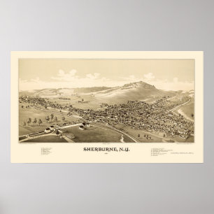 Sherburne panorama- karta för NY - 1887 Poster