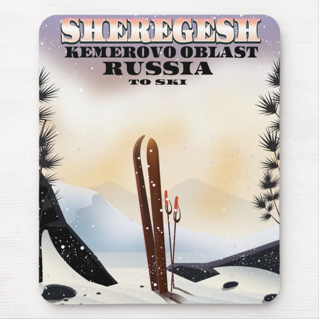 Sheregesh Ryssland skidresor affisch. Musmatta (Framsidan)