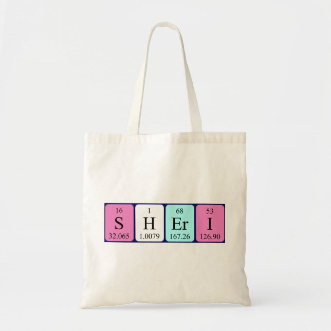Sheri periodiskt bord namn tote bag tygkasse (Framsidan)