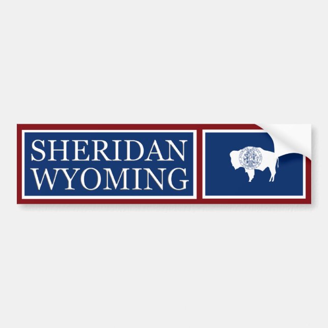 Sheridan Wyoming Statlig flagga Bumper Sticker Bildekal (Framsidan)