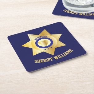 Sheriff Badge Roligt Personlig Underlägg Papper Kvadrat