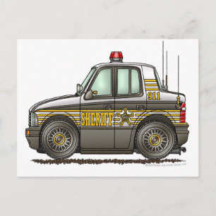 Sheriff Car Patrol Car Tillsatta lagar Vykort