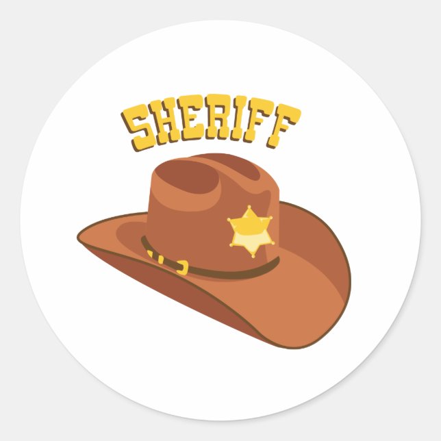 Sheriff Cowboy Hat Runt Klistermärke (Framsida)