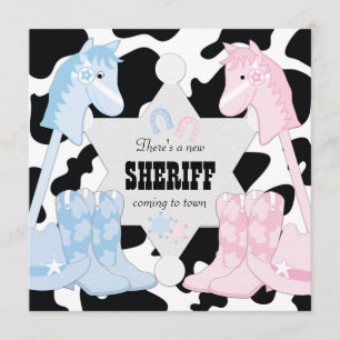 Sheriff Cowboy Köns Avslöjande Festinbjudningar Inbjudningar