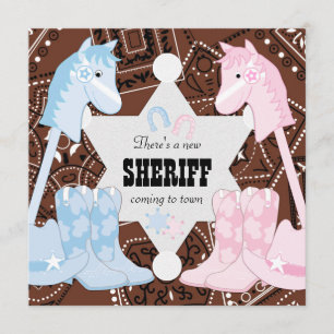 Sheriff Cowboy Köns Avslöjande Festinbjudningar Inbjudningar