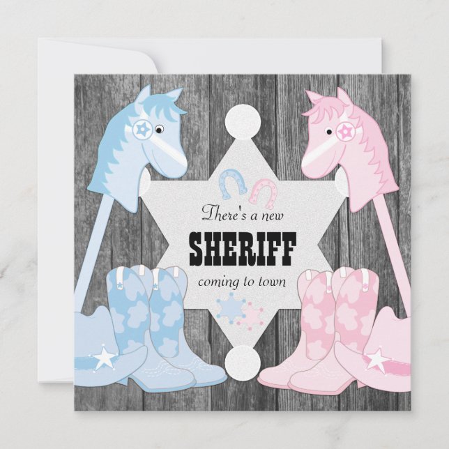 Sheriff Cowboy KönsAvslöjande Inbjudningar (Framsida)