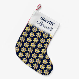 sheriff Guld Star Badge Patterned Personlig Liten Julstrumpa
