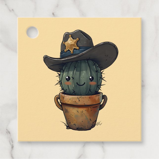 sheriff Spike-Cactus Character Gåvor Etiketter (Framsida)