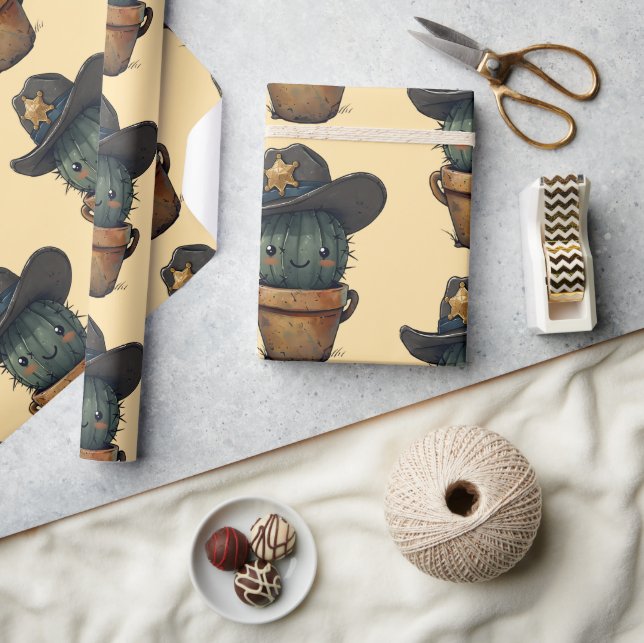 Sheriff Spike-Cactus Character Presentpapper (Hantverk)