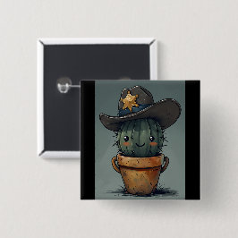 Sheriff Spike-Kaktus Karaktär med bakgrund Knapp