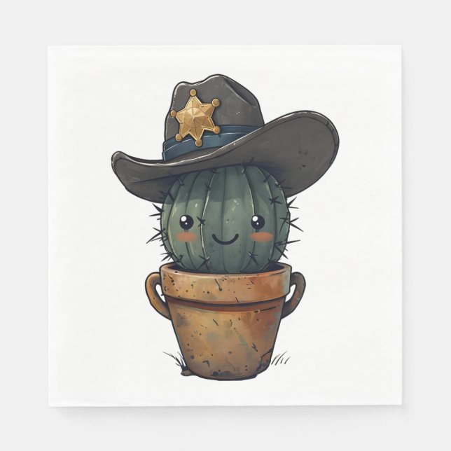 Sheriff Spike-Kaktus Karaktär Pappersservett (Framsidan)