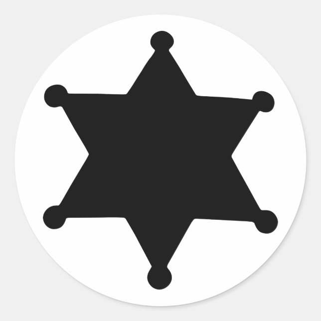 Sheriff Star Outline Silhouette Runt Klistermärke (Framsida)