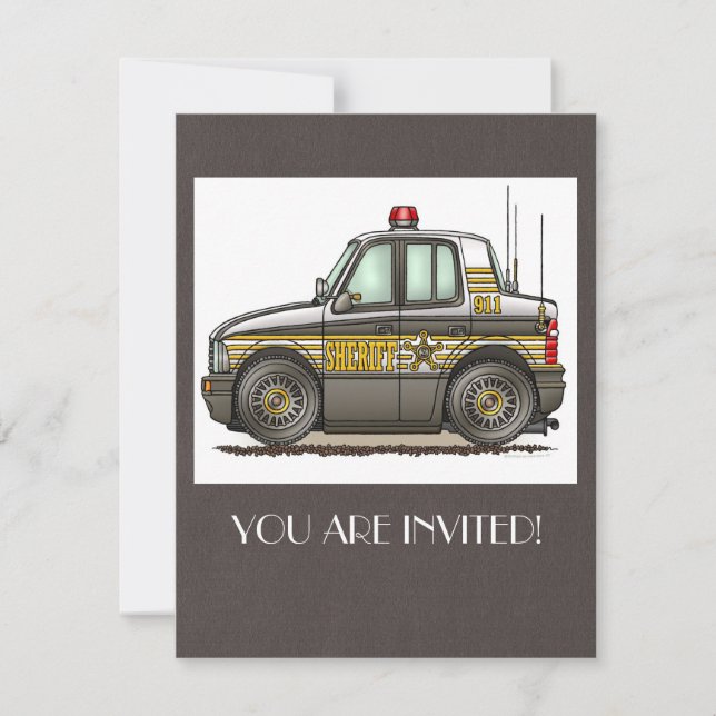 Sheriffbilbensindriven bil inbjudningar (Framsida)
