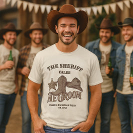 Sheriffen Brudgummen Rolig Kul Cowboy Sällskapsfes T Shirt