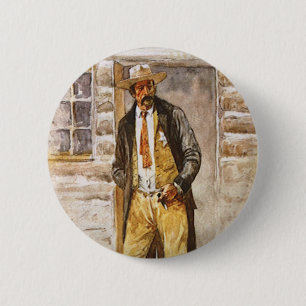 Sheriffporträtt av Seltzer, Vintage västacowboy Knapp