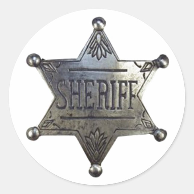 Sheriffs Badge Runt Klistermärke (Framsida)