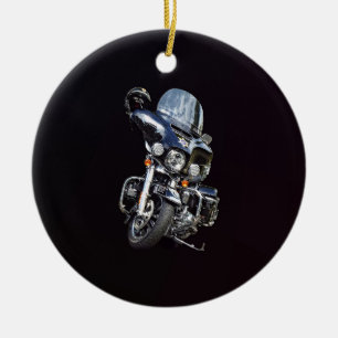 Sheriffs motorcykel julgransprydnad keramik