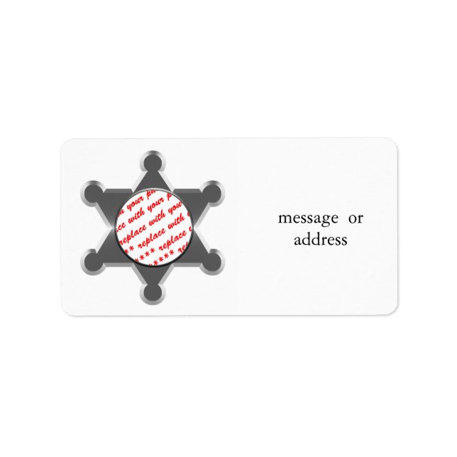 Sheriffs Tin Star Photo Ram Adressetikett (Framsidan)