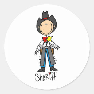 Sheriffstick figurklistermärke runt klistermärke