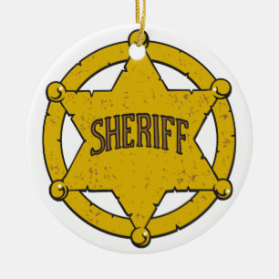 Sheriffstjärnaemblem Julgransprydnad Keramik
