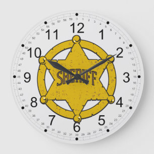 Sheriffstjärnaemblem Stor Klocka
